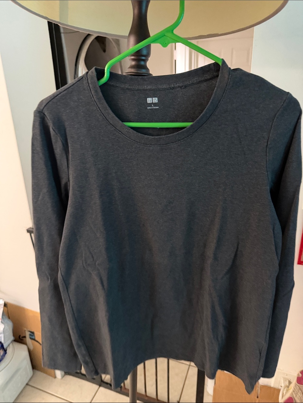 Uniqlo Charcoal Gray Long Sleeve Crew Tee
